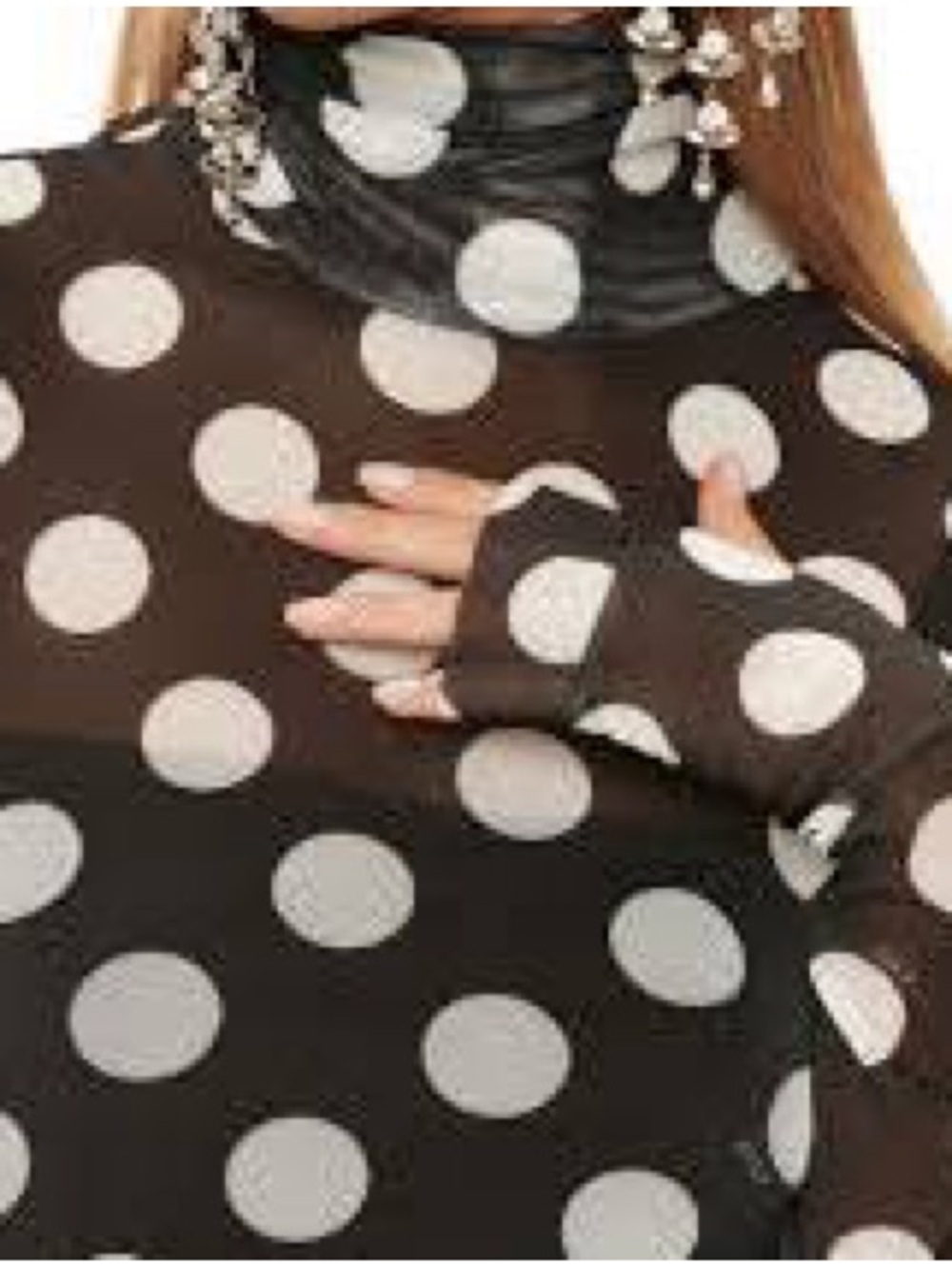 AFRM Black and White Polka Dot Turtleneck Maxi Dress